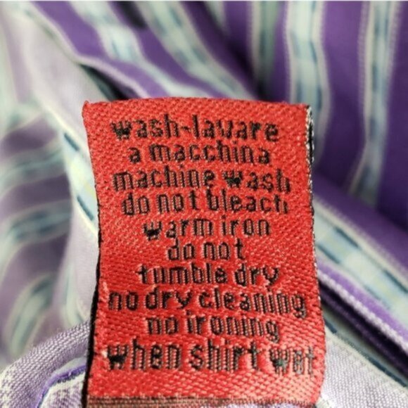 Luchiano Visconti Striped Button Down Shirt Contrast Paisley Print Trim size M - Picture 9 of 11